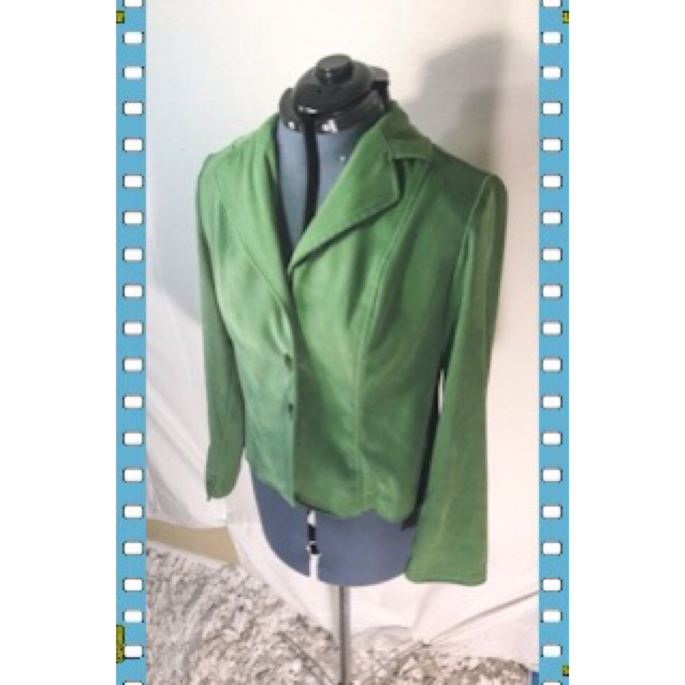 Kim Rogers Petite Bright Green Faux Suede Blazer